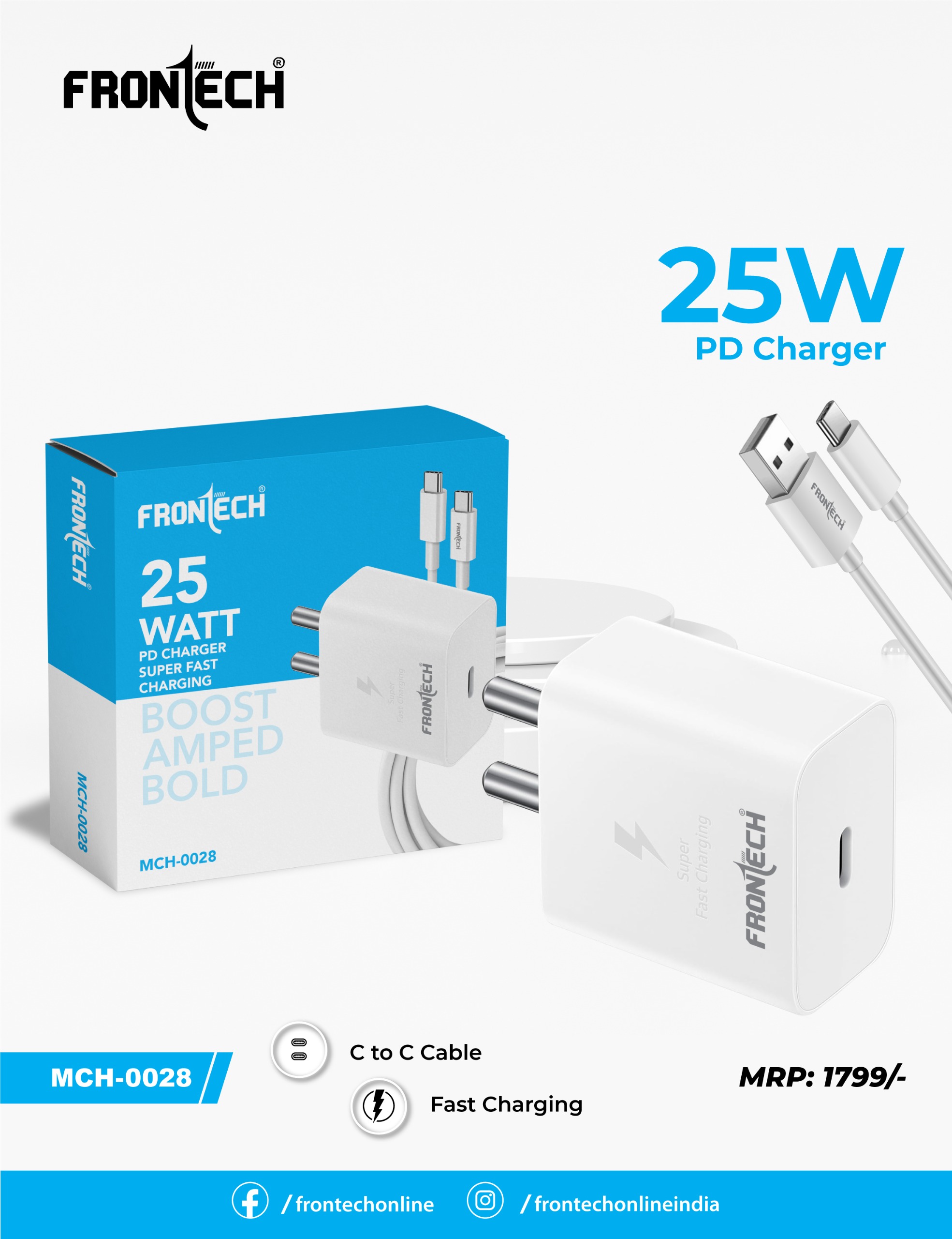 Frontech 25w Pd Charger with C-C Cable (MCH-0028)
