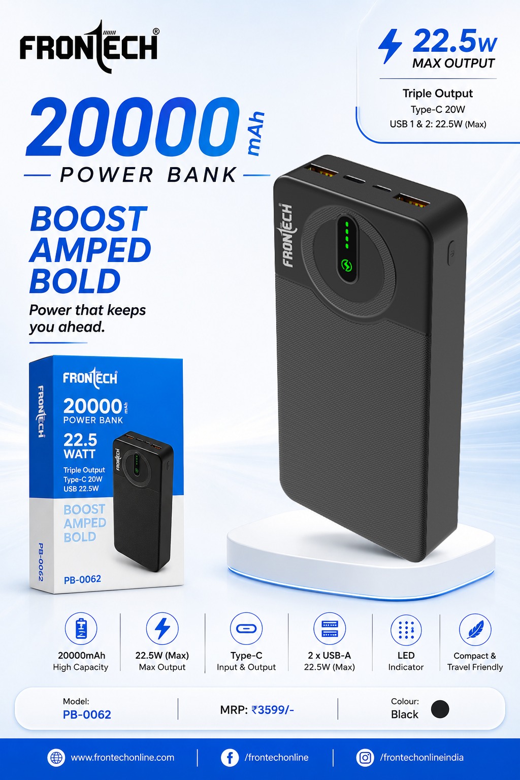 Frontech PB-0062 20000 mAh Power Bank