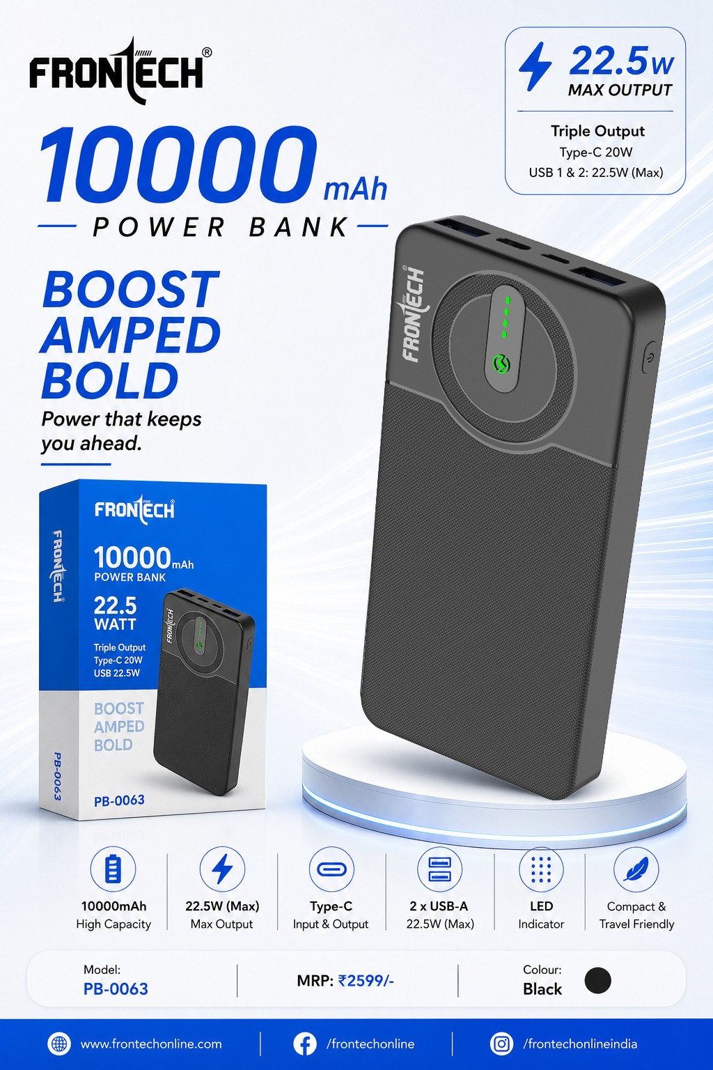 Frontech PB-0063 10000 mAh Power Bank